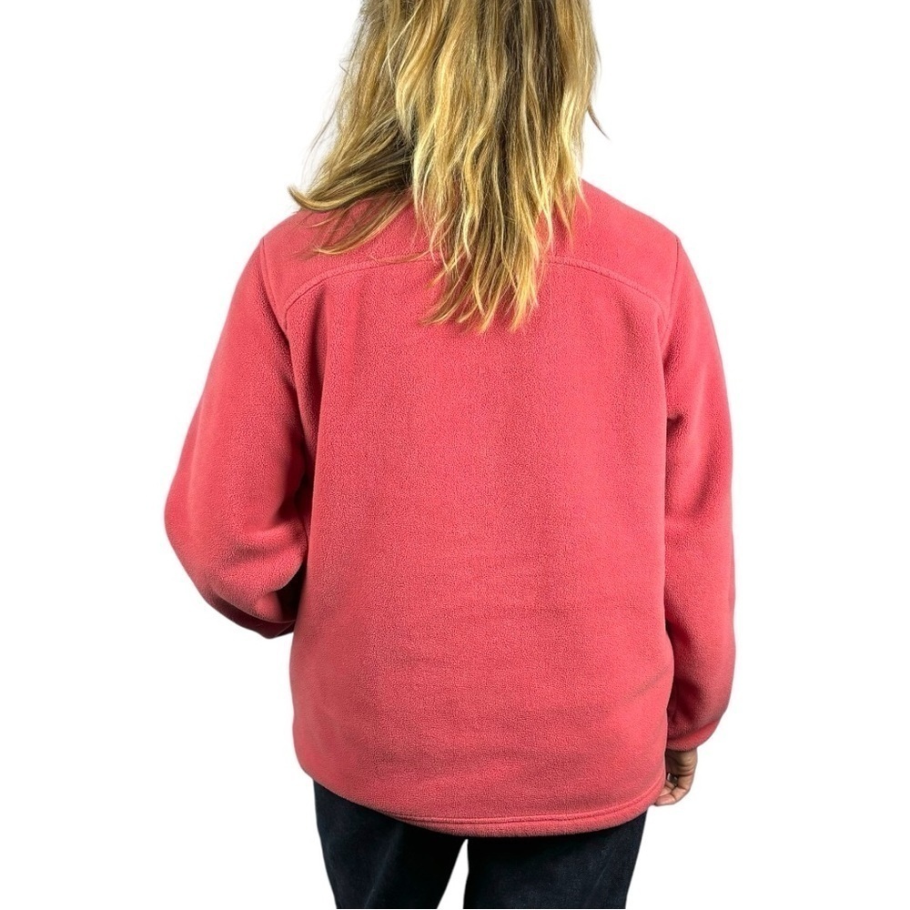 LL BEAN 0WN37 QUARTER ZIP ORANGE RED FLEECE PULLOVER SWEATSHIRT JACKET - Picture 2 of 13